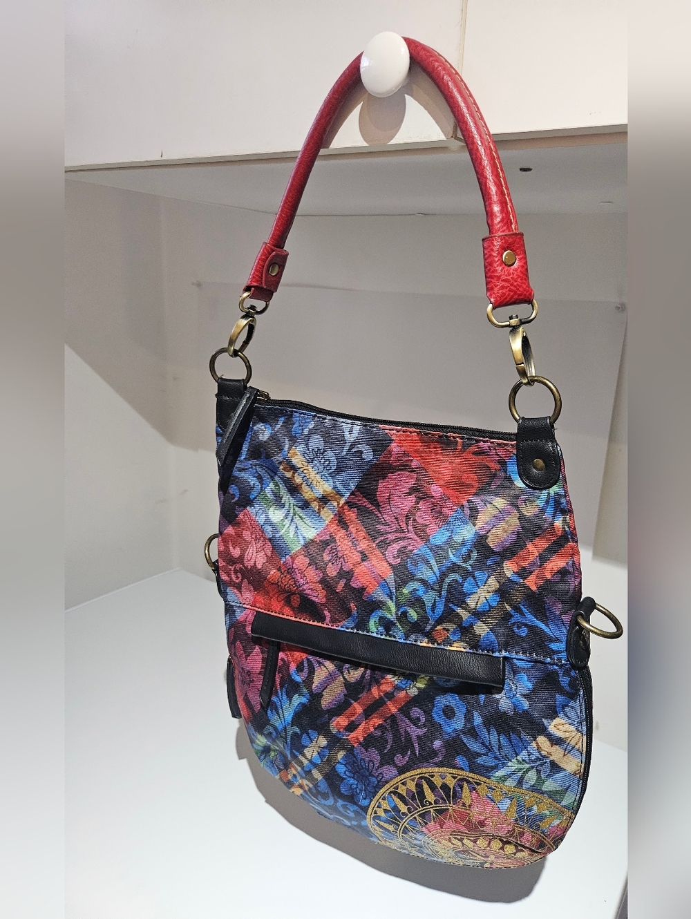 Desigual Multicolour Shoulder Bag Purse Bucket Bag Expandable, Handle Adjustable - Picture 4 of 15